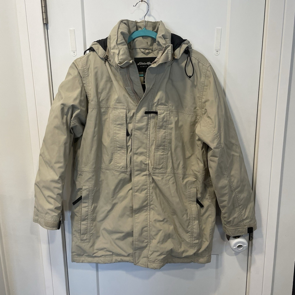 Vintage 90s Eddie Bauer Jacket Mens Medium Goose Down Parka Chore Coat